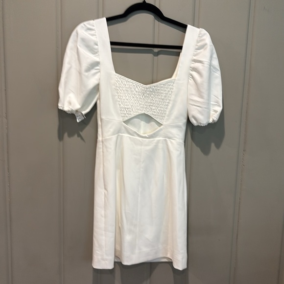 French Connection Whisper Puff Sleeve Dress– Summer White, Size 0 New - Picture 3 of 10